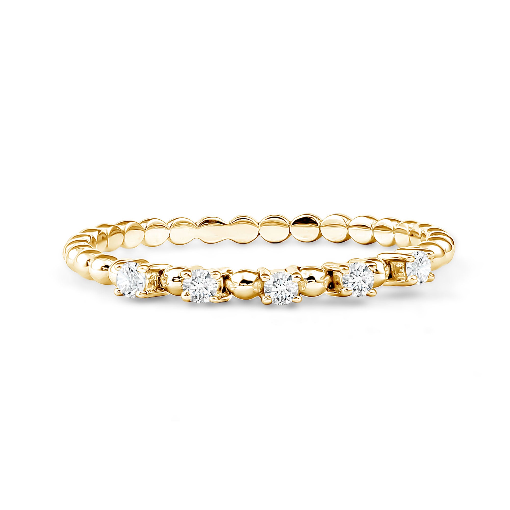Rosec Jewels-Minimalist Lab Grown Diamond Stacking Ring with Beaded Detail