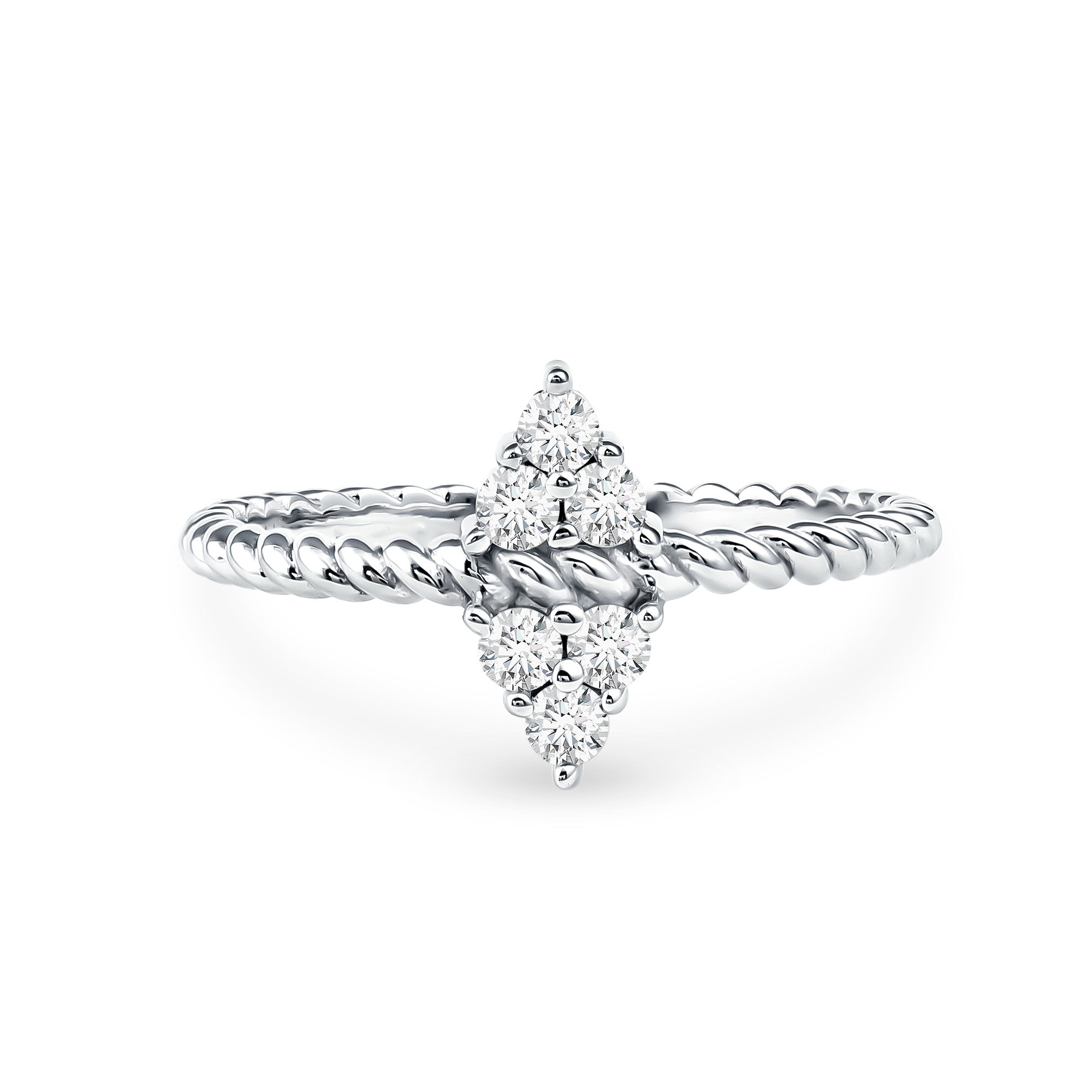 Rosec Jewels-Twin Triangle Lab Grown Diamond Engagement Ring with Twisted Band