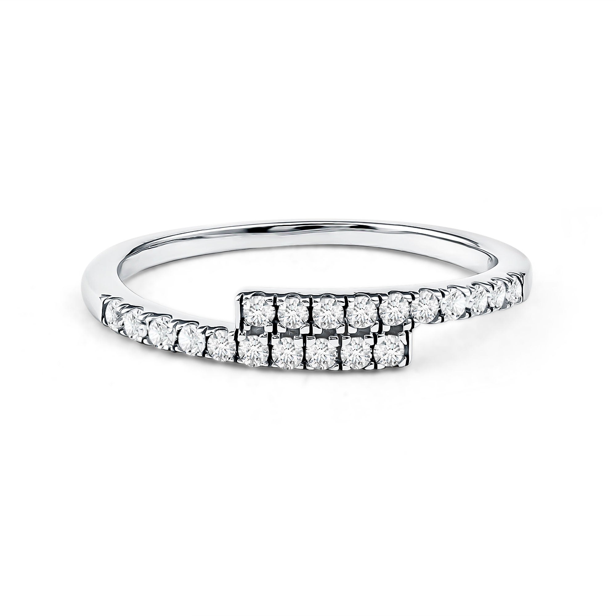 Rosec Jewels-Lab Grown Diamond Half Eternity Stackable Ring in Bypass Style