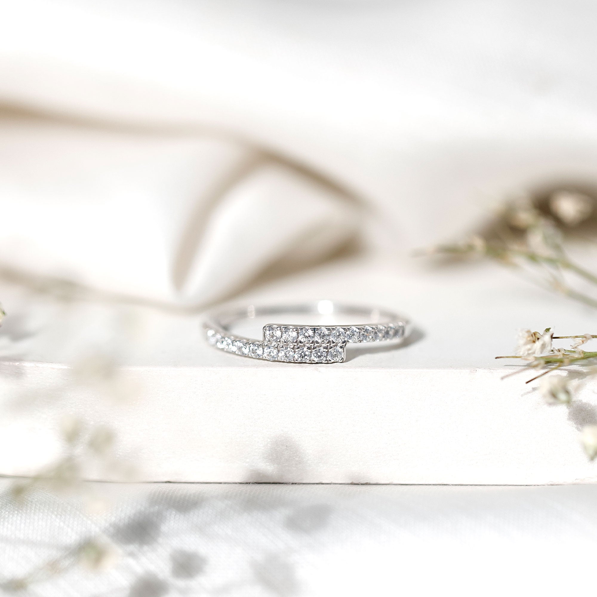 Rosec Jewels-Lab Grown Diamond Half Eternity Stackable Ring in Bypass Style