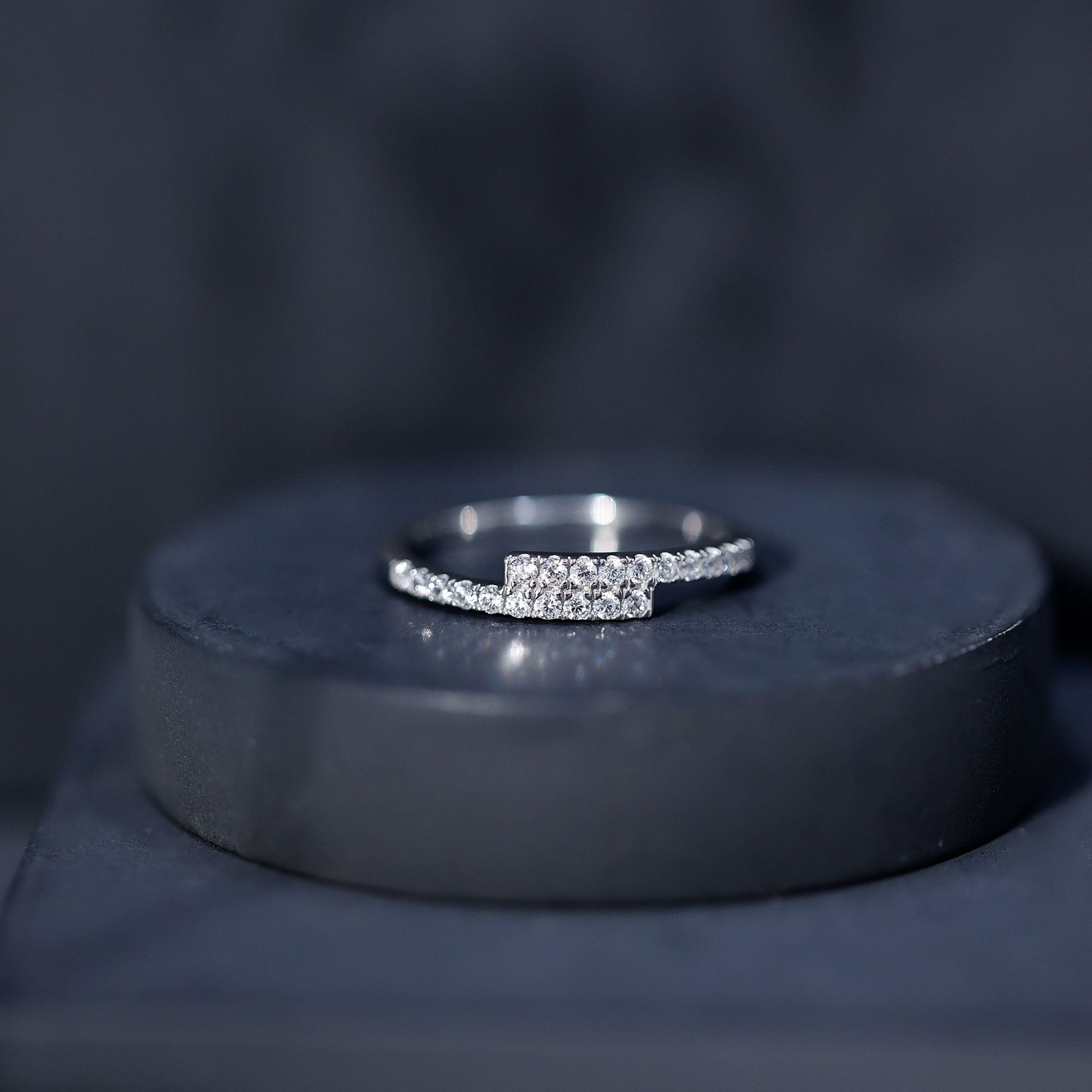 Rosec Jewels-Lab Grown Diamond Half Eternity Stackable Ring in Bypass Style