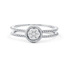 Rosec Jewels-Certified Lab Grown Diamond Flower Promise Ring with Double Band Shank