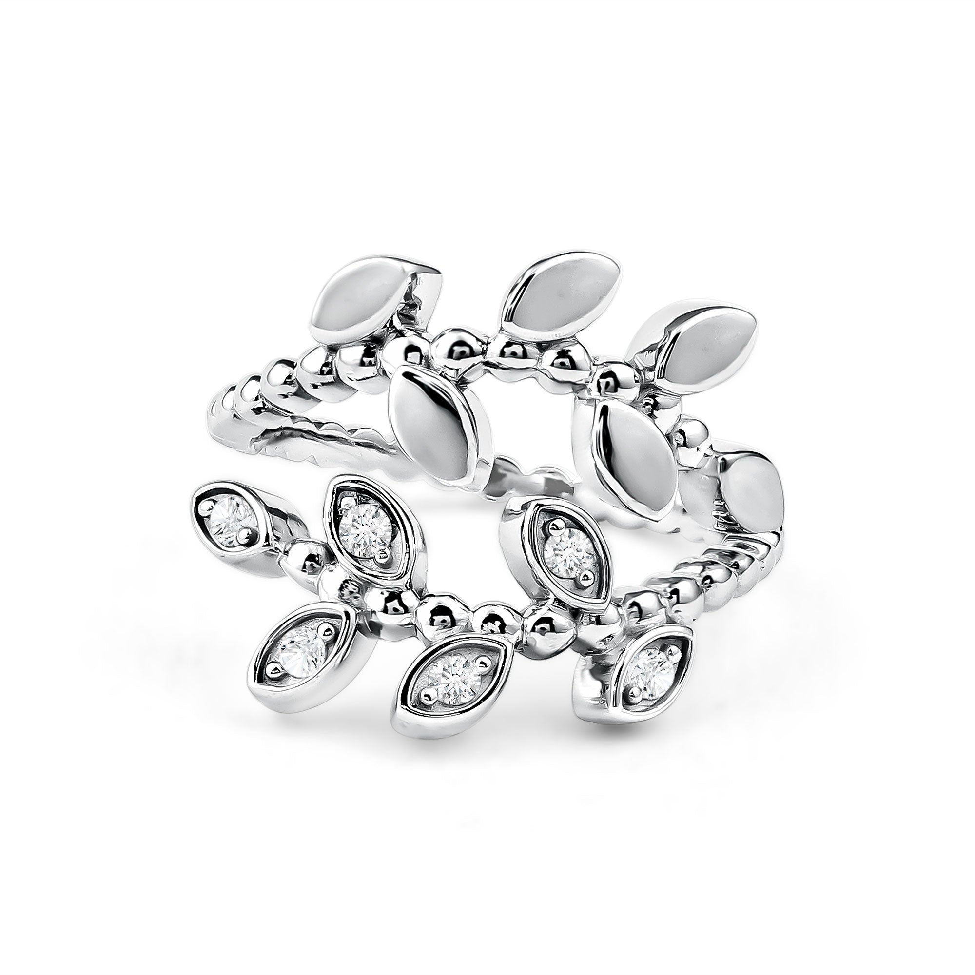Rosec Jewels-Nature Inspired Lab Grown Diamond Leaf Wrap Ring with Certificate