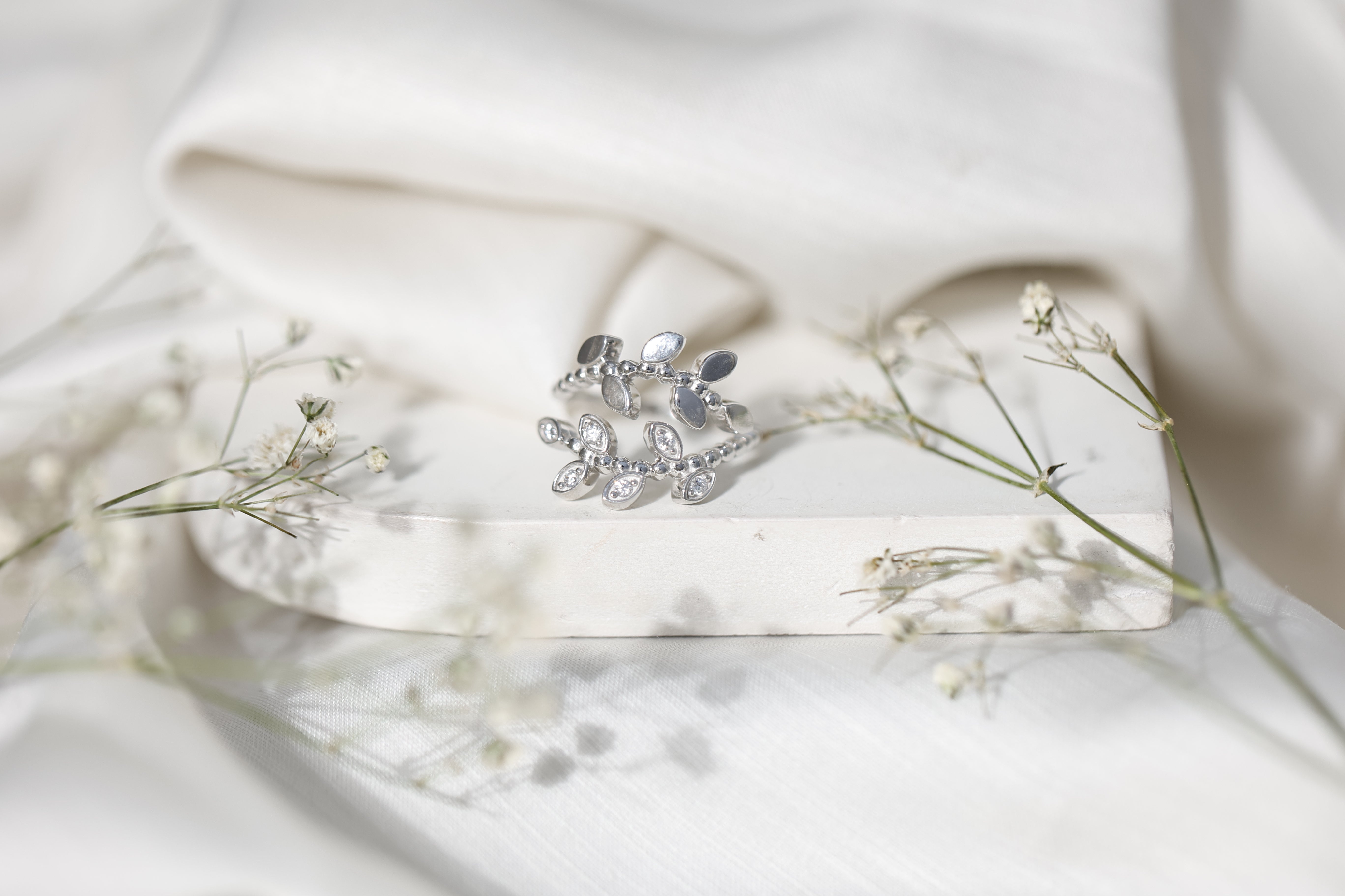 Rosec Jewels-Nature Inspired Lab Grown Diamond Leaf Wrap Ring with Certificate