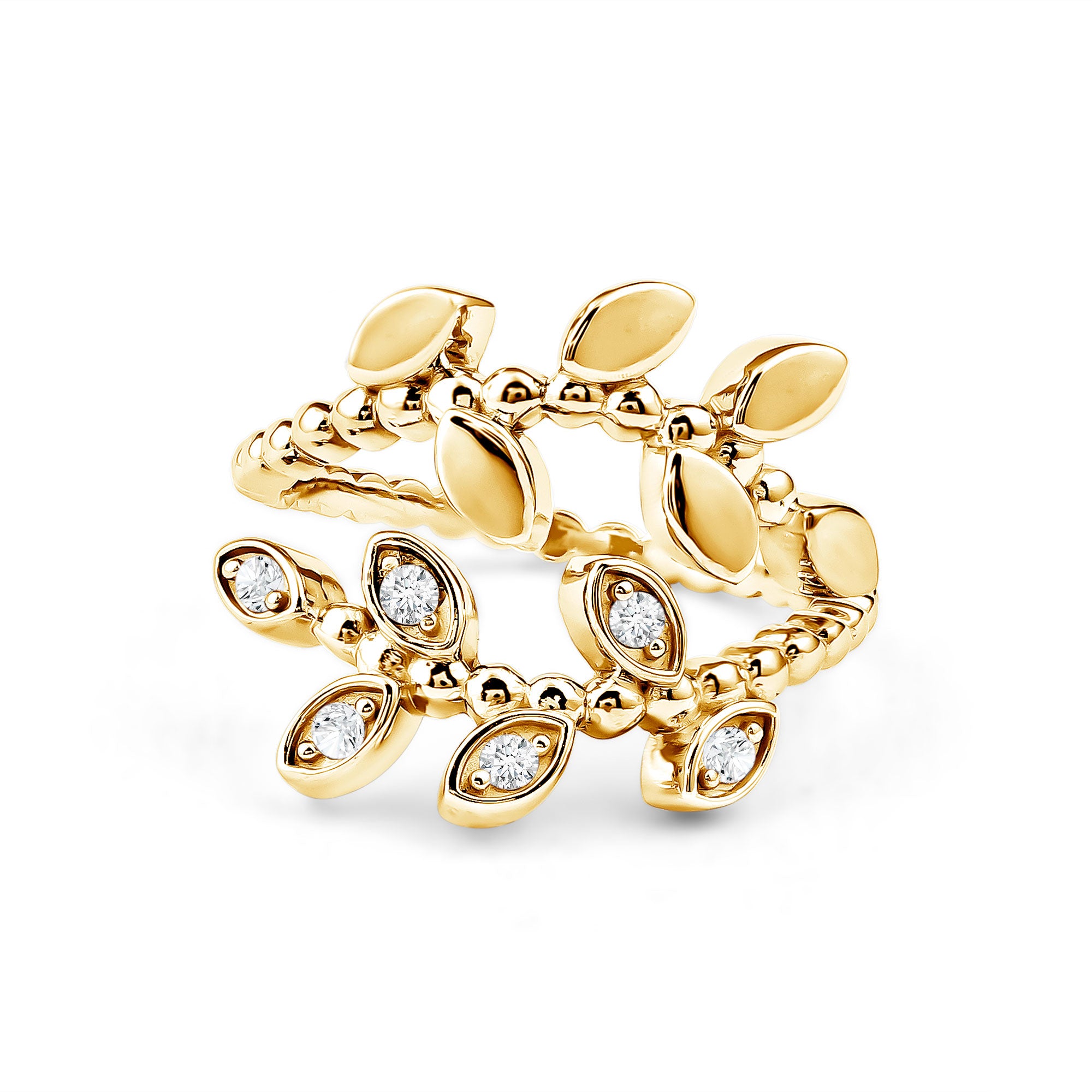 Rosec Jewels-Nature Inspired Lab Grown Diamond Leaf Wrap Ring with Certificate