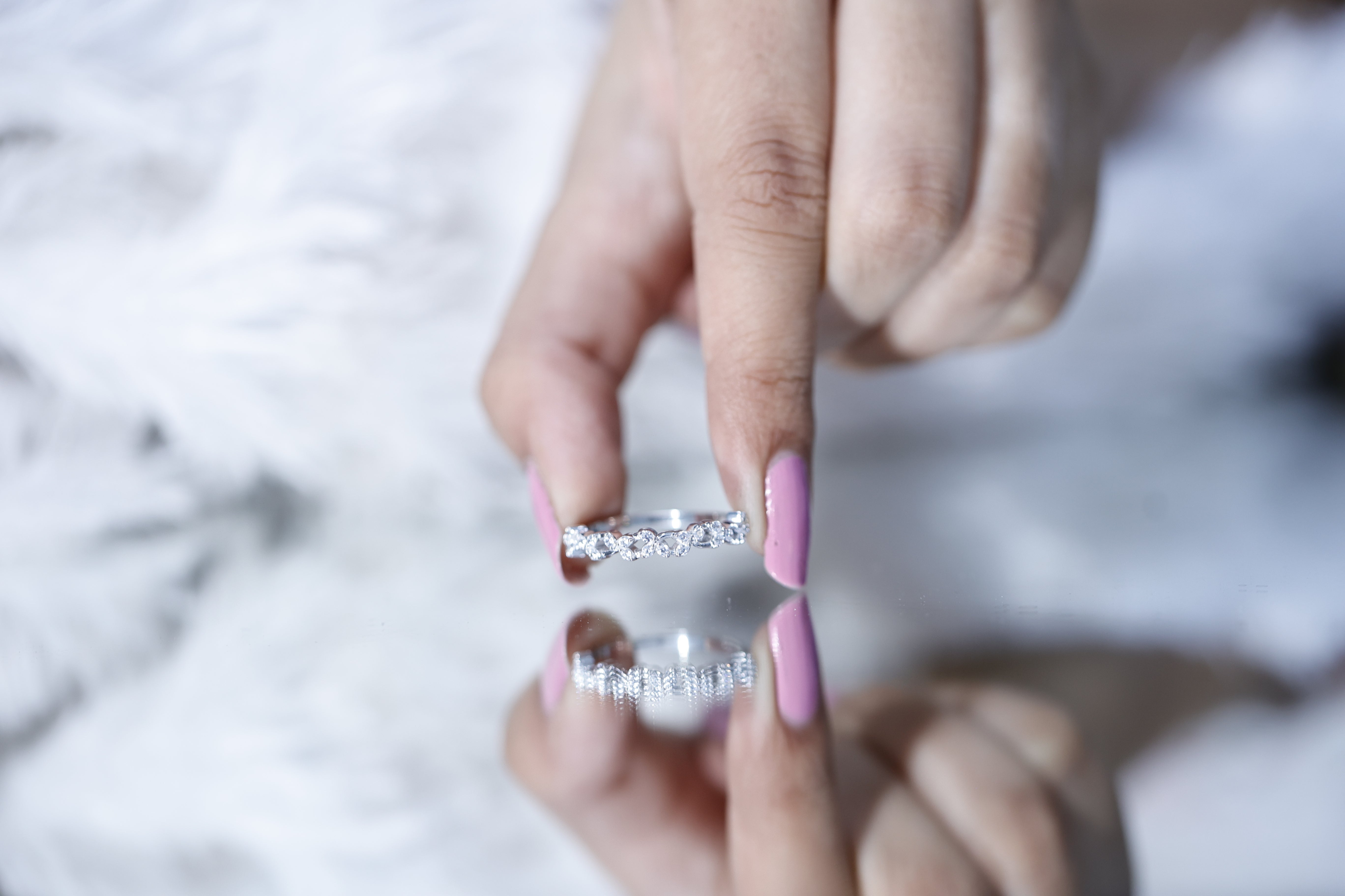 Rosec Jewels-Lab Grown Diamond Leaf Half Eternity Ring with Certificate