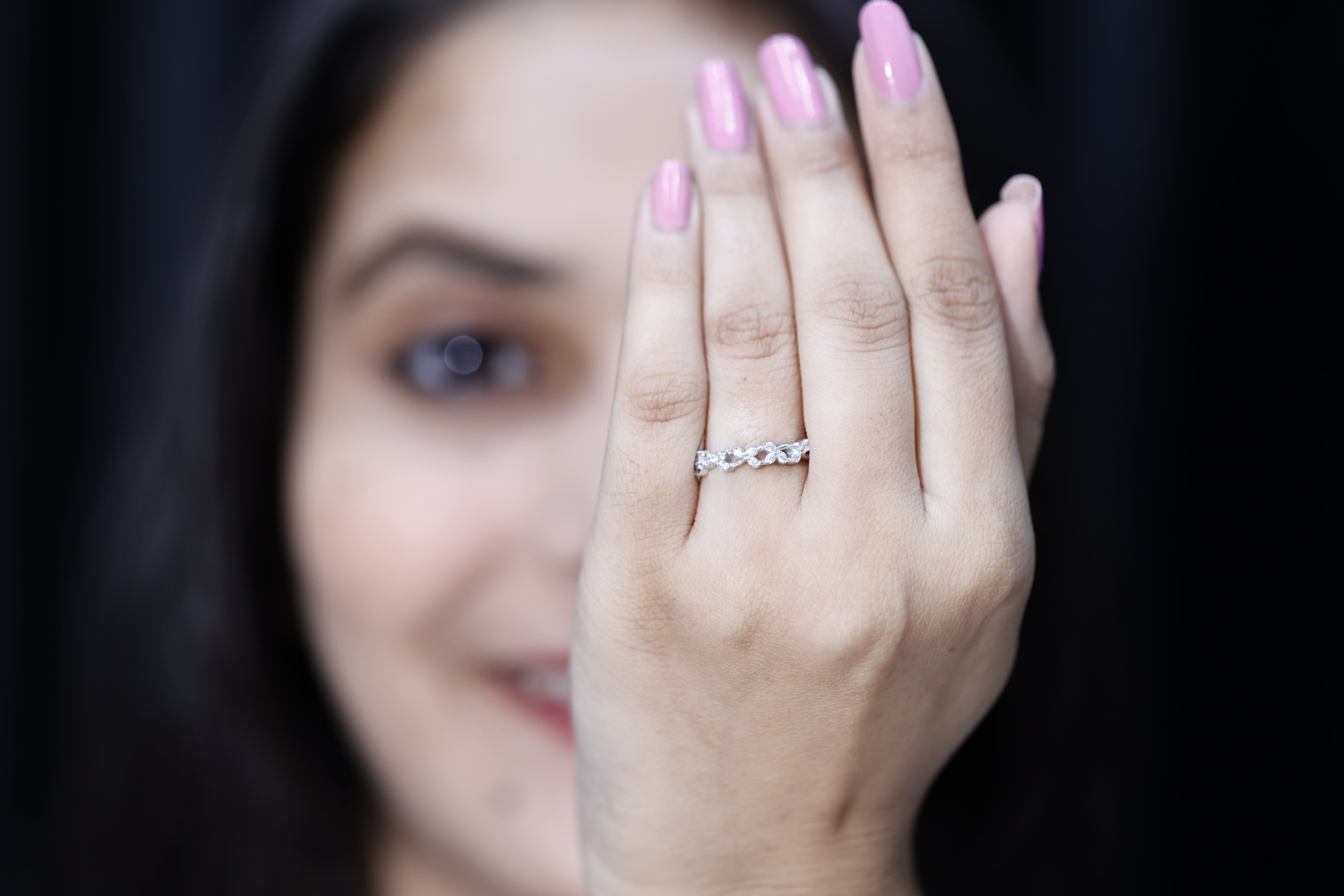 Rosec Jewels-Lab Grown Diamond Leaf Half Eternity Ring with Certificate