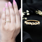 Lab Grown Diamond Leaf Half Eternity Ring with Certificate Lab - ( EF-VS ) - Rosec Jewels