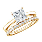 Rosec Jewels-IGI Certified 1 Carat Princess Cut Lab Grown Diamond Solitaire Bridal Ring Set