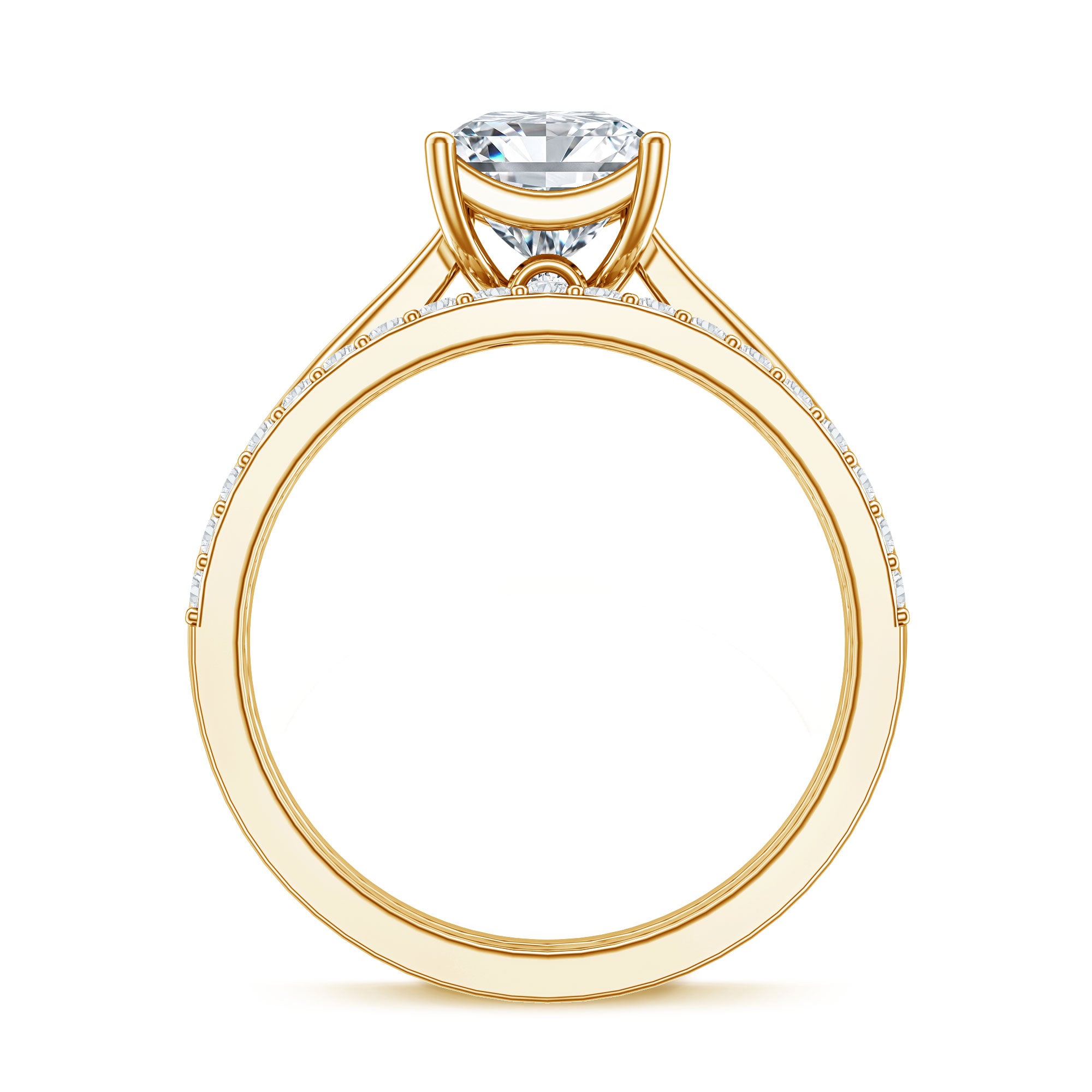 Rosec Jewels-IGI Certified 1 Carat Princess Cut Lab Grown Diamond Solitaire Bridal Ring Set