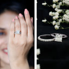 Rosec Jewels-IGI Certified 3 Carat Lab Grown Diamond Princess Cut Wedding Ring Set for Women