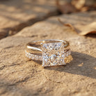 5 Carat Huge Lab Grown Diamond Princess Cut Engagement Ring Set with IGI Certificate Lab - ( E-VS1 ) - Rosec Jewels
