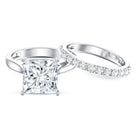 Rosec Jewels-5 Carat Huge Lab Grown Diamond Princess Cut Engagement Ring Set with IGI Certificate