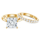 Rosec Jewels-5 Carat Huge Lab Grown Diamond Princess Cut Engagement Ring Set with IGI Certificate