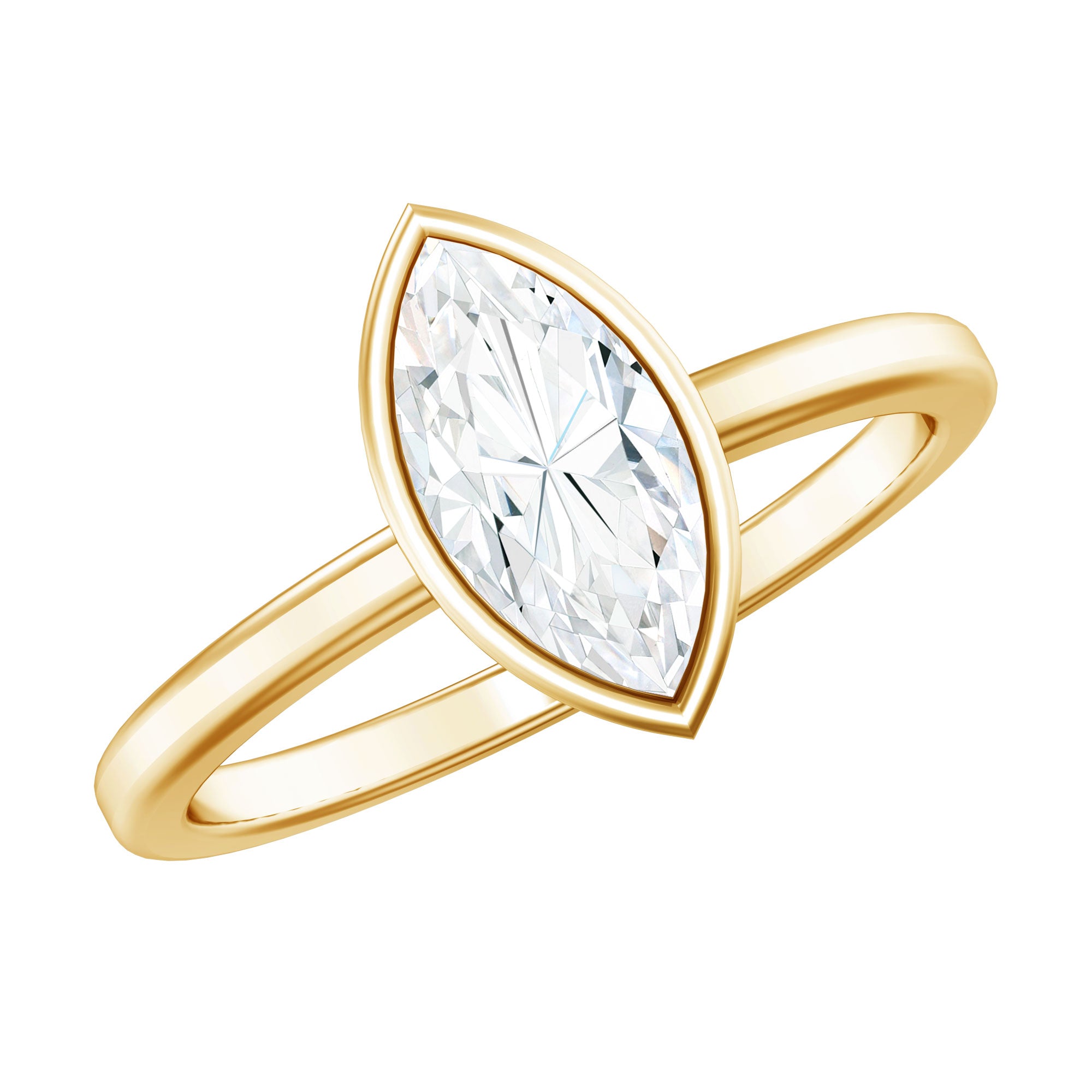 Rosec Jewels-IGI Certified 1 Carat Marquise Lab Grown Diamond Engagement Ring in Bezel Setting