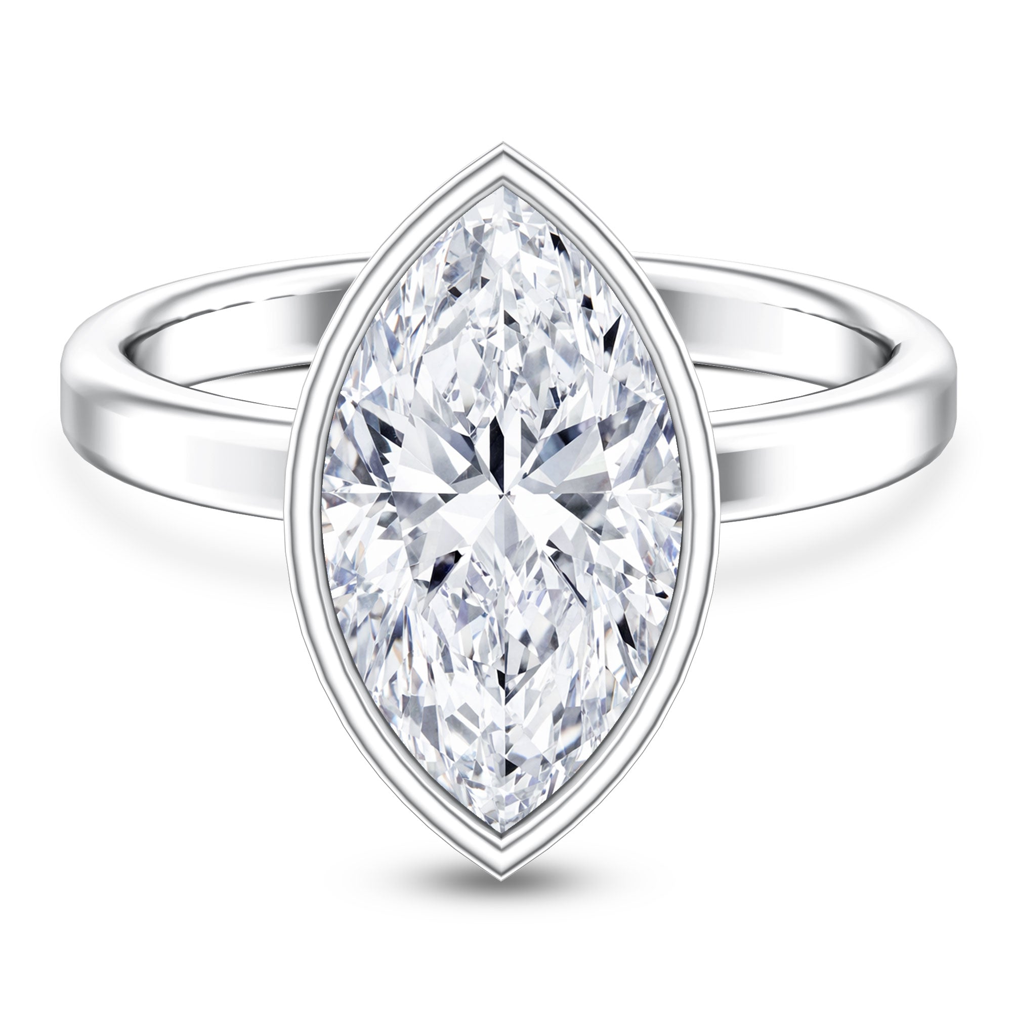 Rosec Jewels-4 Carat Marquise Cut Lab Grown Diamond Bezel Engagement Ring with IGI Certificate