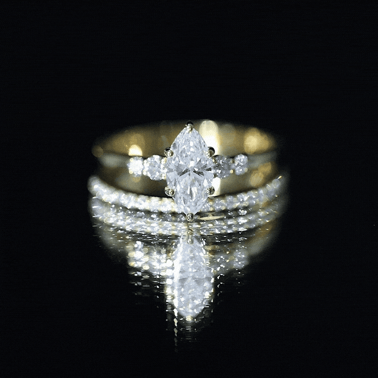 IGI Certified 1 Carat Marquise Lab Grown Diamond Wedding Ring Set for Women Lab - ( E-VS1 ) - Rosec Jewels