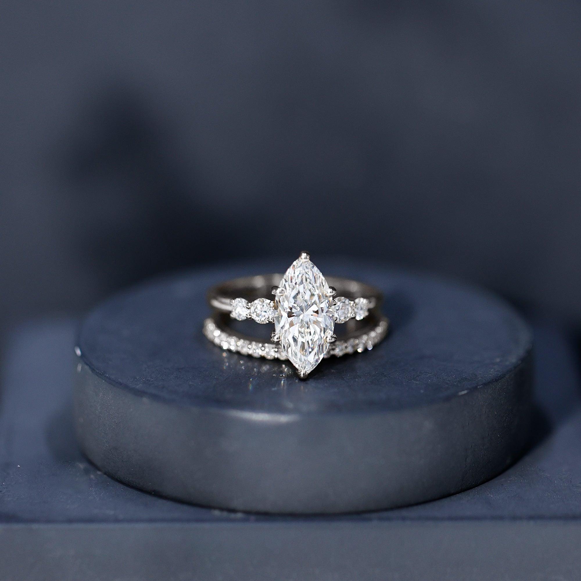 2 Carat Marquise Cut Bridal Ring Set with IGI Certified Lab Grown Diamond Lab - ( E-VS1 ) - Rosec Jewels
