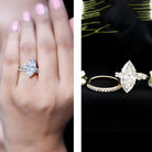 IGI Certified 3 Carat Lab Grown Diamond Marquise Bridal Wedding Ring Set Lab - ( E-VS1 ) - Rosec Jewels