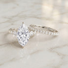 IGI Certified Lab Grown Diamond 4 Carat Marquise Engagement Ring with Wedding Band Lab - ( E-VS1 ) - Rosec Jewels