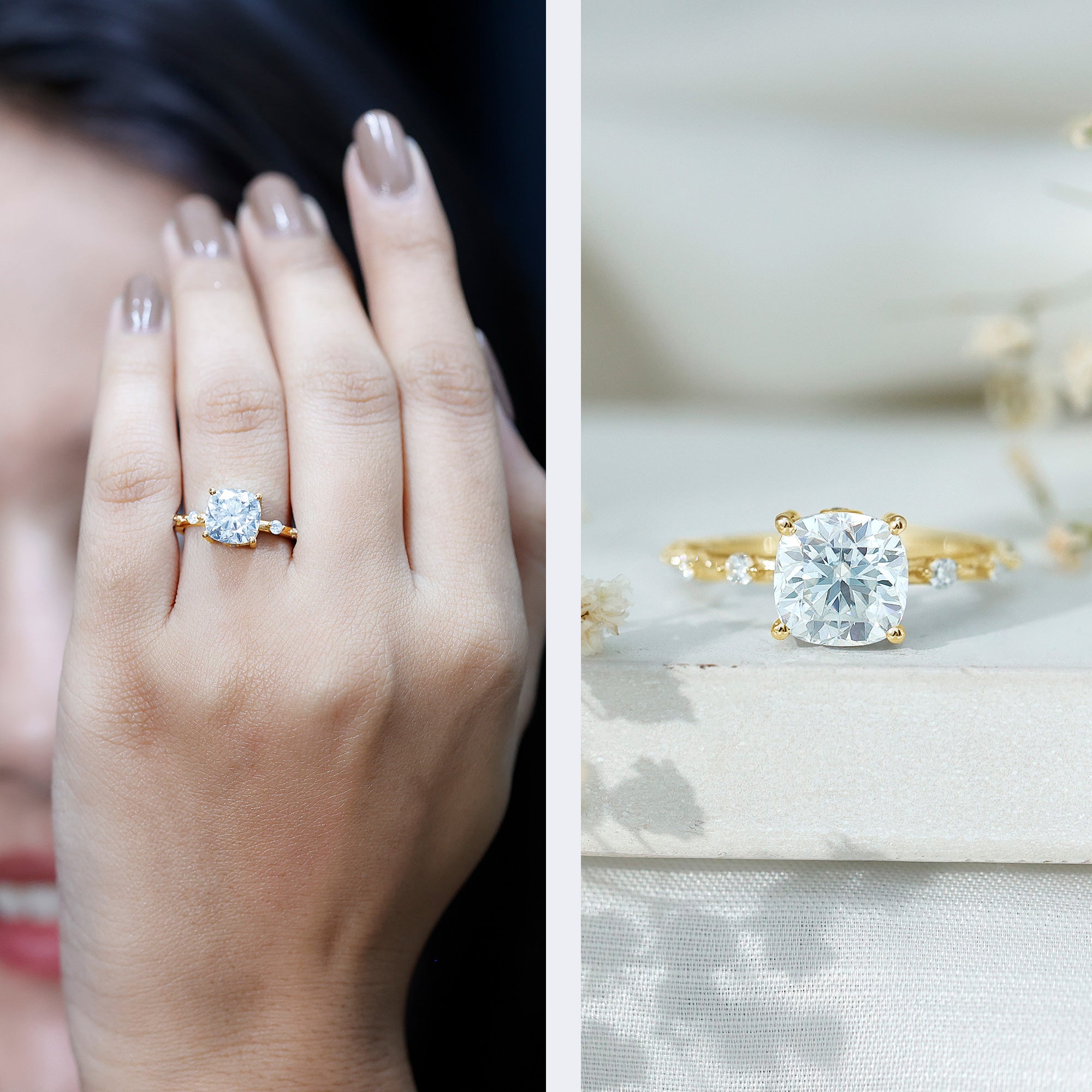 Rosec Jewels-Cushion Cut 2 Carat Lab Grown Diamond Solitaire Engagement Ring with IGI Certificate