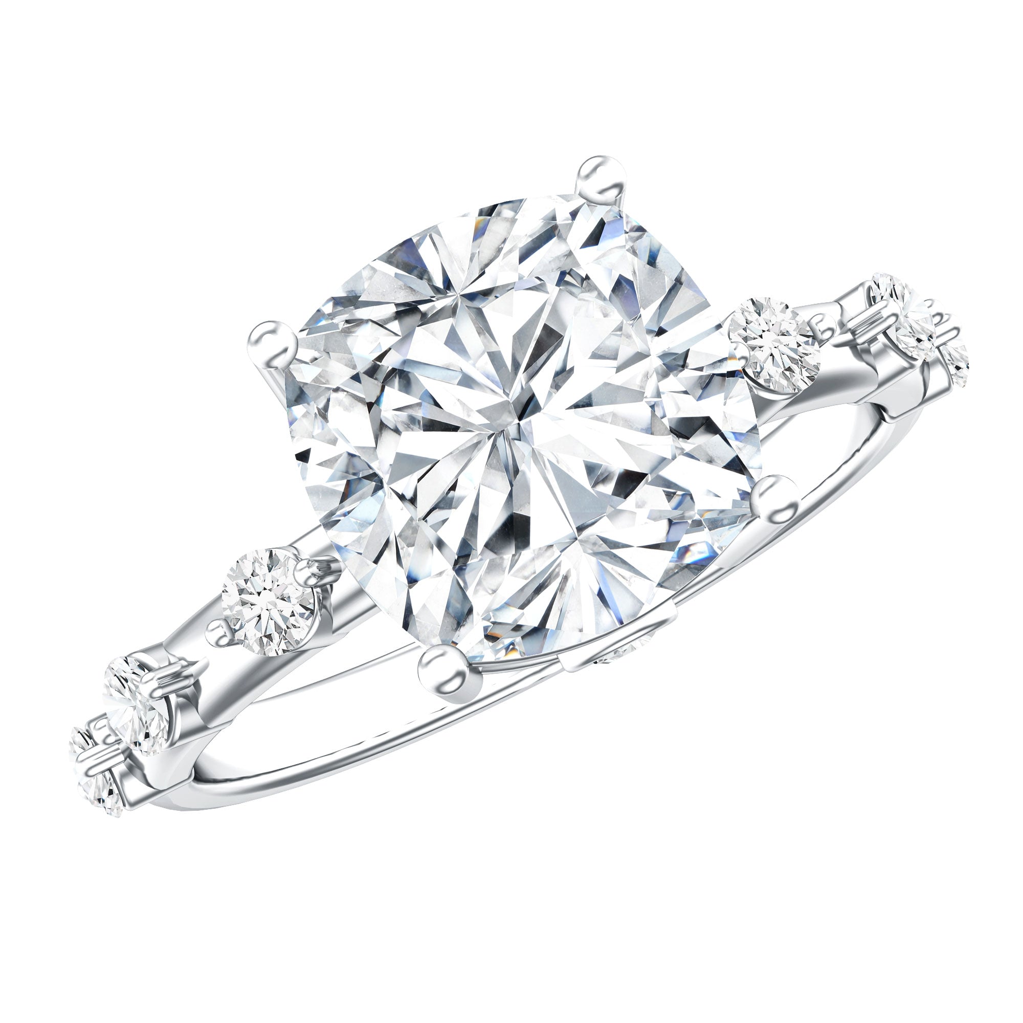 Lab Grown 4 Carat Round Diamond Solitaire Engagement Ring with IGI Certificate Lab - ( E-VS1 ) - Rosec Jewels