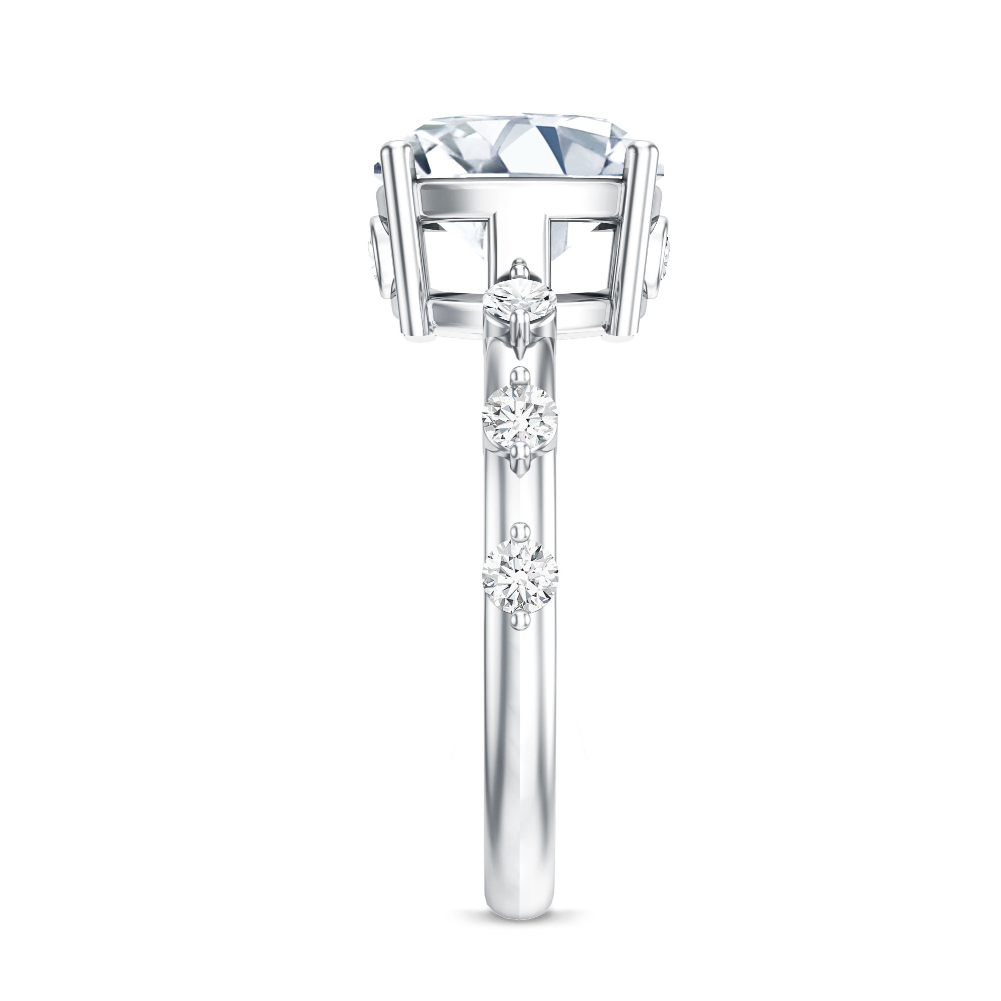 Lab Grown 4 Carat Round Diamond Solitaire Engagement Ring with IGI Certificate Lab - ( E-VS1 ) - Rosec Jewels