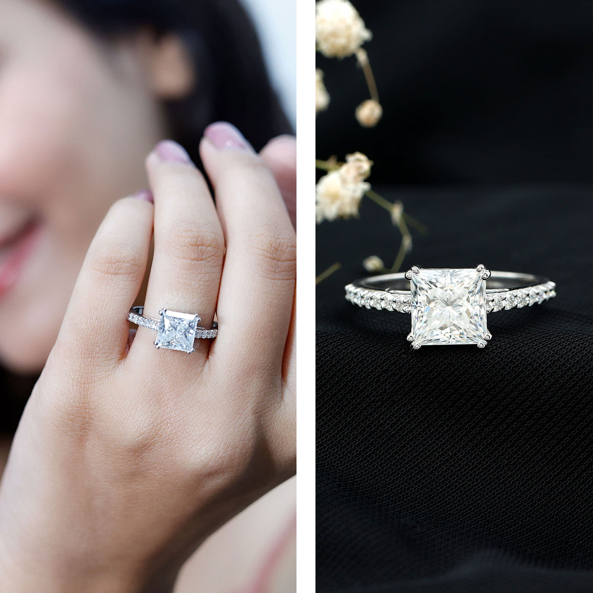 Rosec Jewels-2 Carat Lab Grown Diamond Princess Cut Engagement Ring IGI Certified