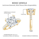 IGI Certified Princess Cut Lab Grown Diamond 5 Carat Engagement Ring with Side Stones Lab - ( E-VS1 ) - Rosec Jewels