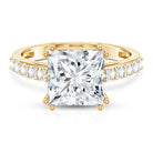 IGI Certified Princess Cut Lab Grown Diamond 5 Carat Engagement Ring with Side Stones Lab - ( E-VS1 ) - Rosec Jewels