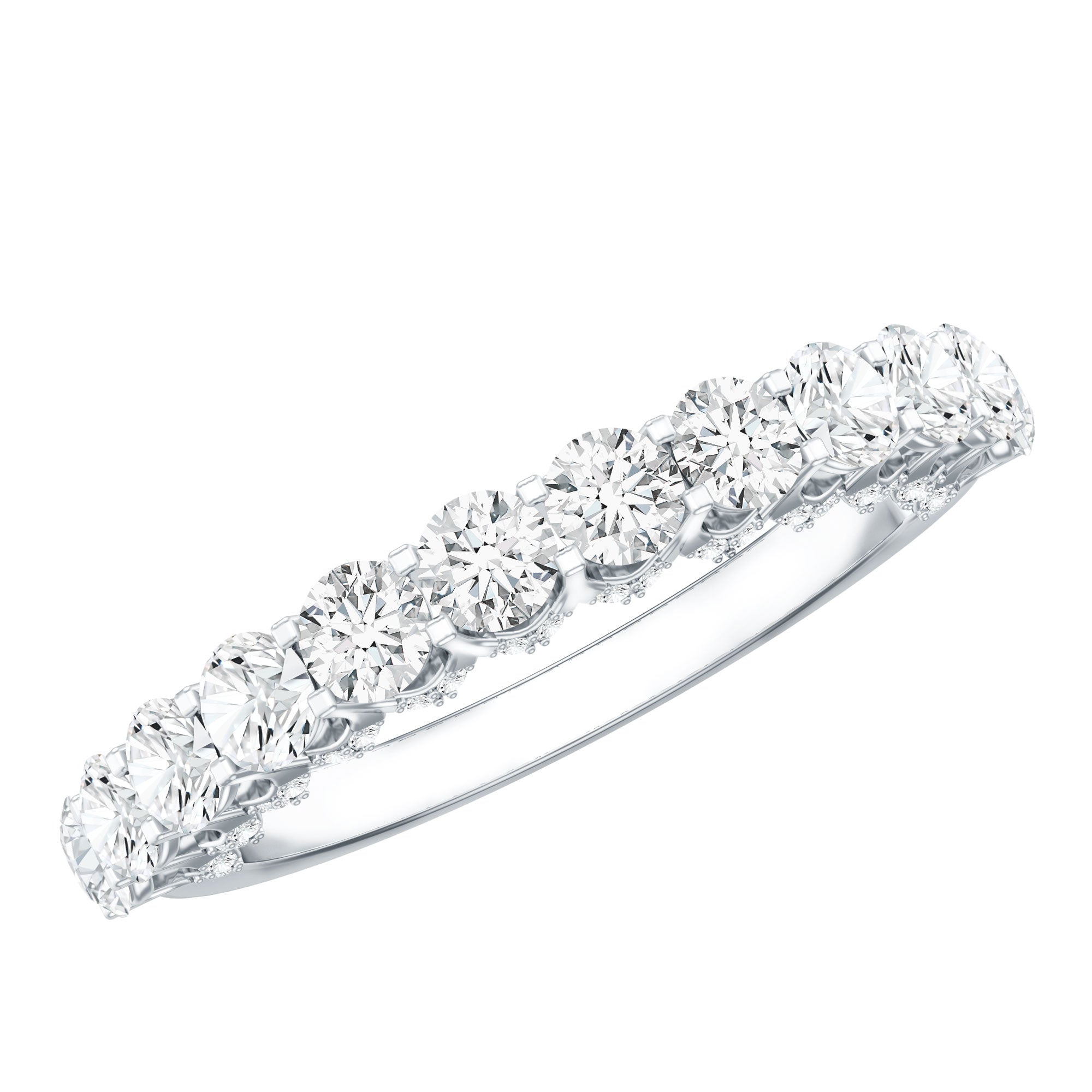 Lab Grown Diamond Half Eternity Wedding Band for Women Lab - ( EF-VS ) - Rosec Jewels