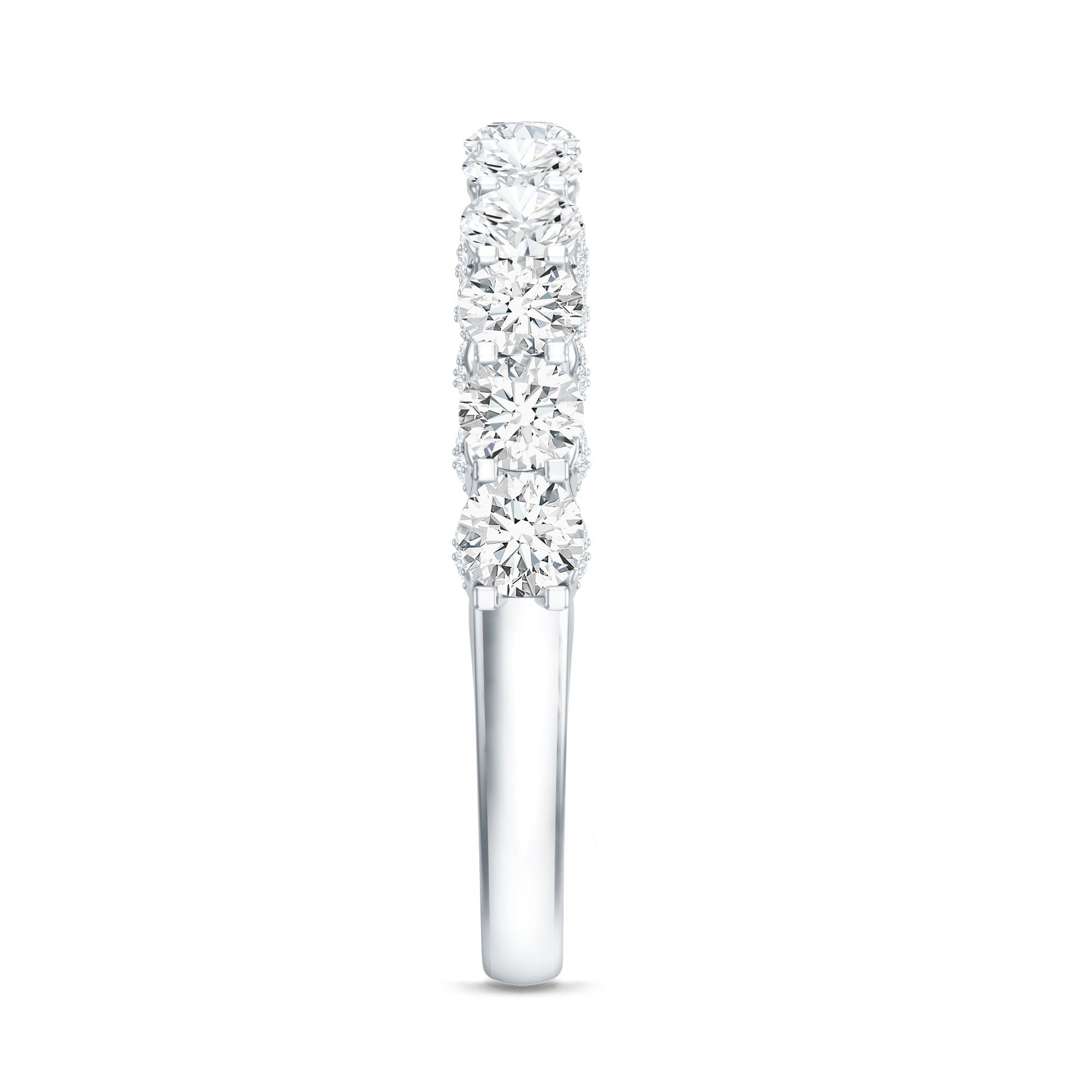 Lab Grown Diamond Half Eternity Wedding Band for Women Lab - ( EF-VS ) - Rosec Jewels