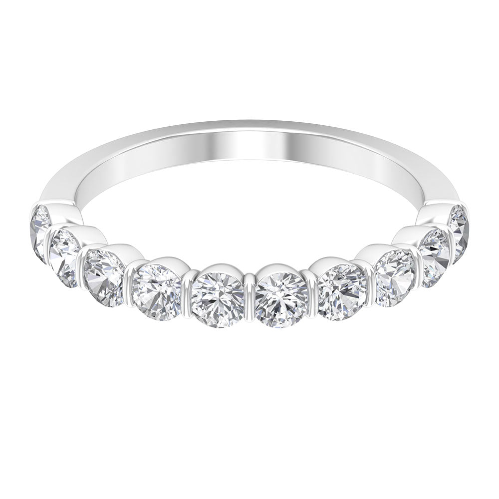 Natural Diamond Half Eternity Ring in Bar Setting Natural - ( HI-SI ) - Rosec Jewels