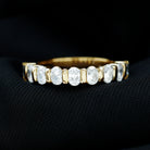 Rosec Jewels-Oval Shaped Cubic Zirconia Half Eternity Band Ring with Certificate