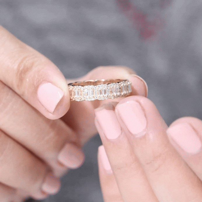 Designer Cubic Zirconia Semi Eternity Band Ring AAAA - Rosec Jewels