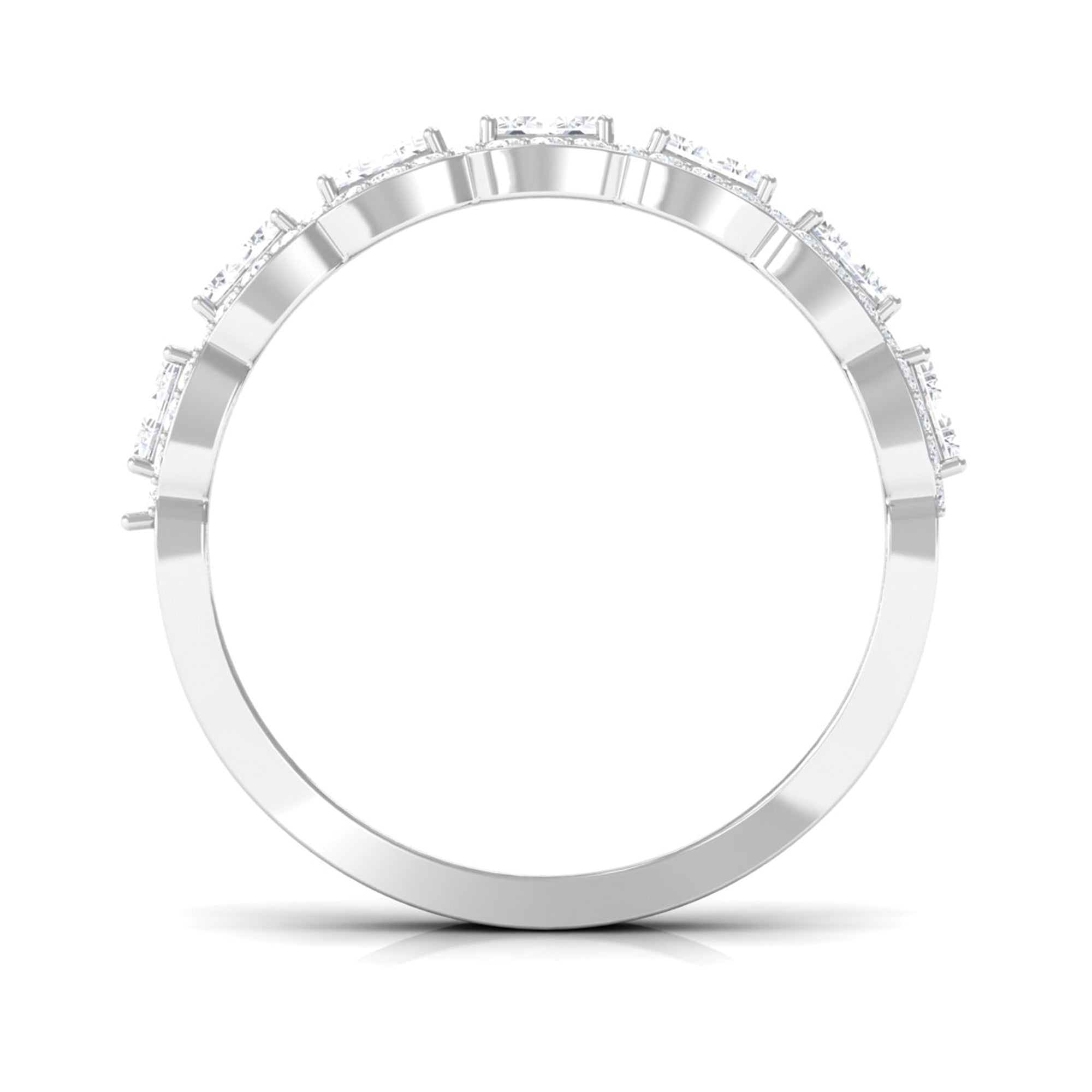 Designer Cubic Zirconia Semi Eternity Band Ring AAAA - Rosec Jewels