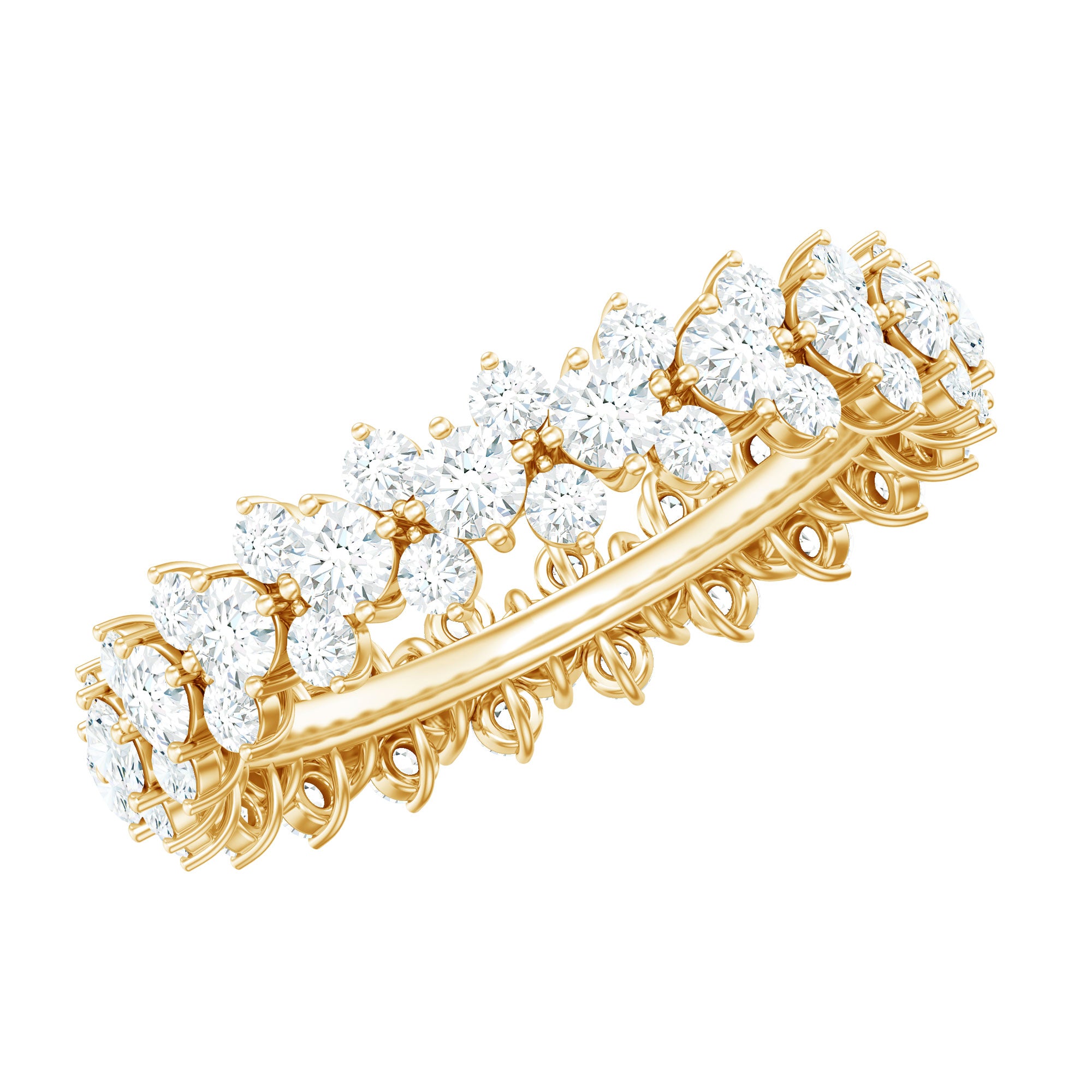 3.5 CT Zircon Cluster Eternity Ring in Prong Setting AAAA - Rosec Jewels