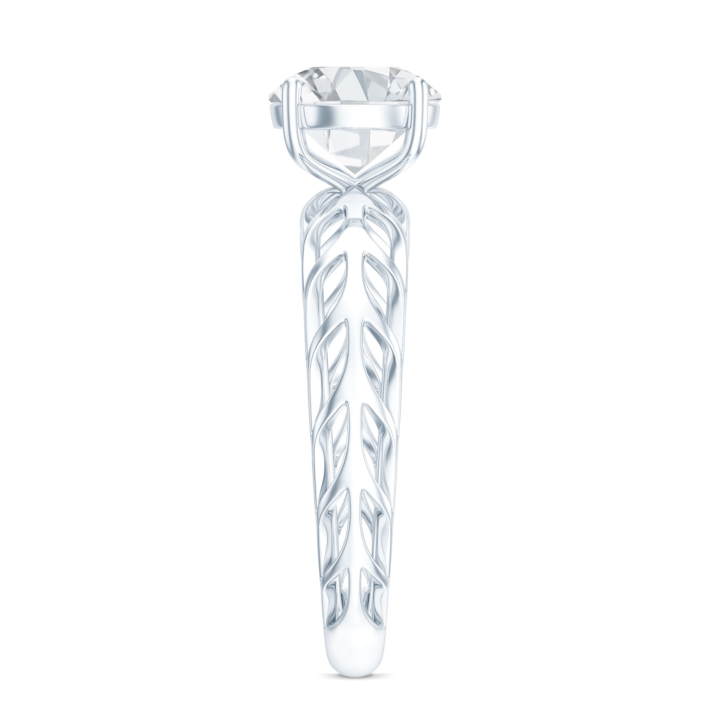 7 MM Solitaire Moissanite Engagement Ring with Filigree Band D-VS1 - Rosec Jewels