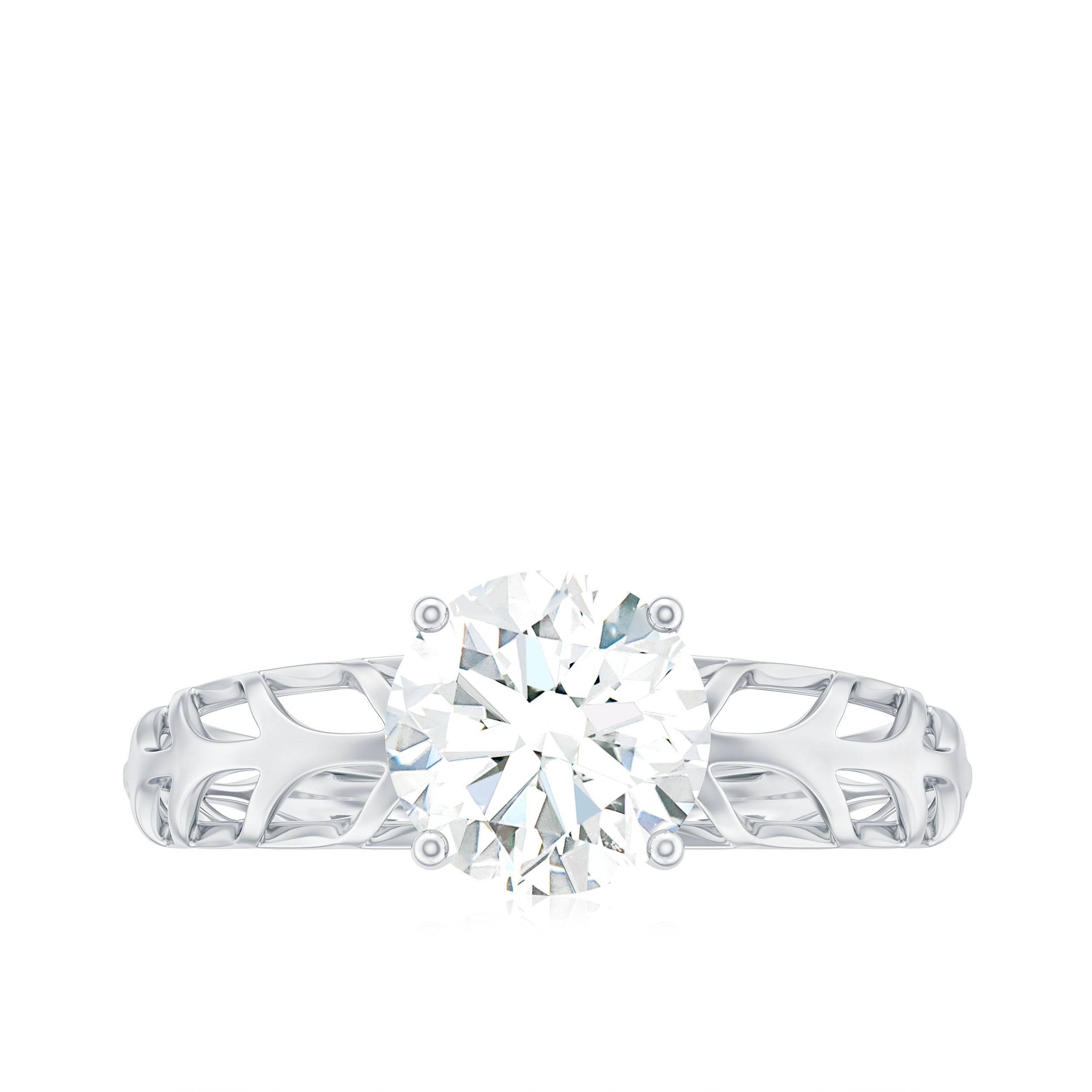 7 MM Solitaire Moissanite Engagement Ring with Filigree Band D-VS1 - Rosec Jewels
