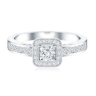 Lab Grown Diamond Princess Cut Engagement Ring with Halo Lab - ( EF-VS ) - Rosec Jewels