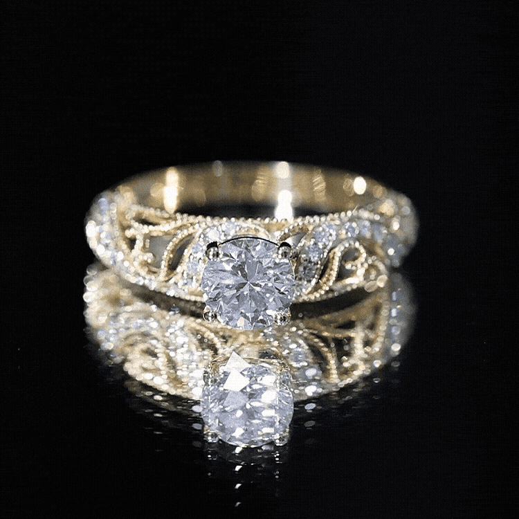 Rosec Jewels-Vintage Inspired 0.98 Carat Moissanite Engagement Ring for Women