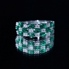 Rosec Jewels-Oval Cut Lab Grown Emerald Statement Wedding Band with Diamond