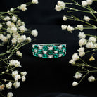 Rosec Jewels-Oval Cut Lab Grown Emerald Statement Wedding Band with Diamond