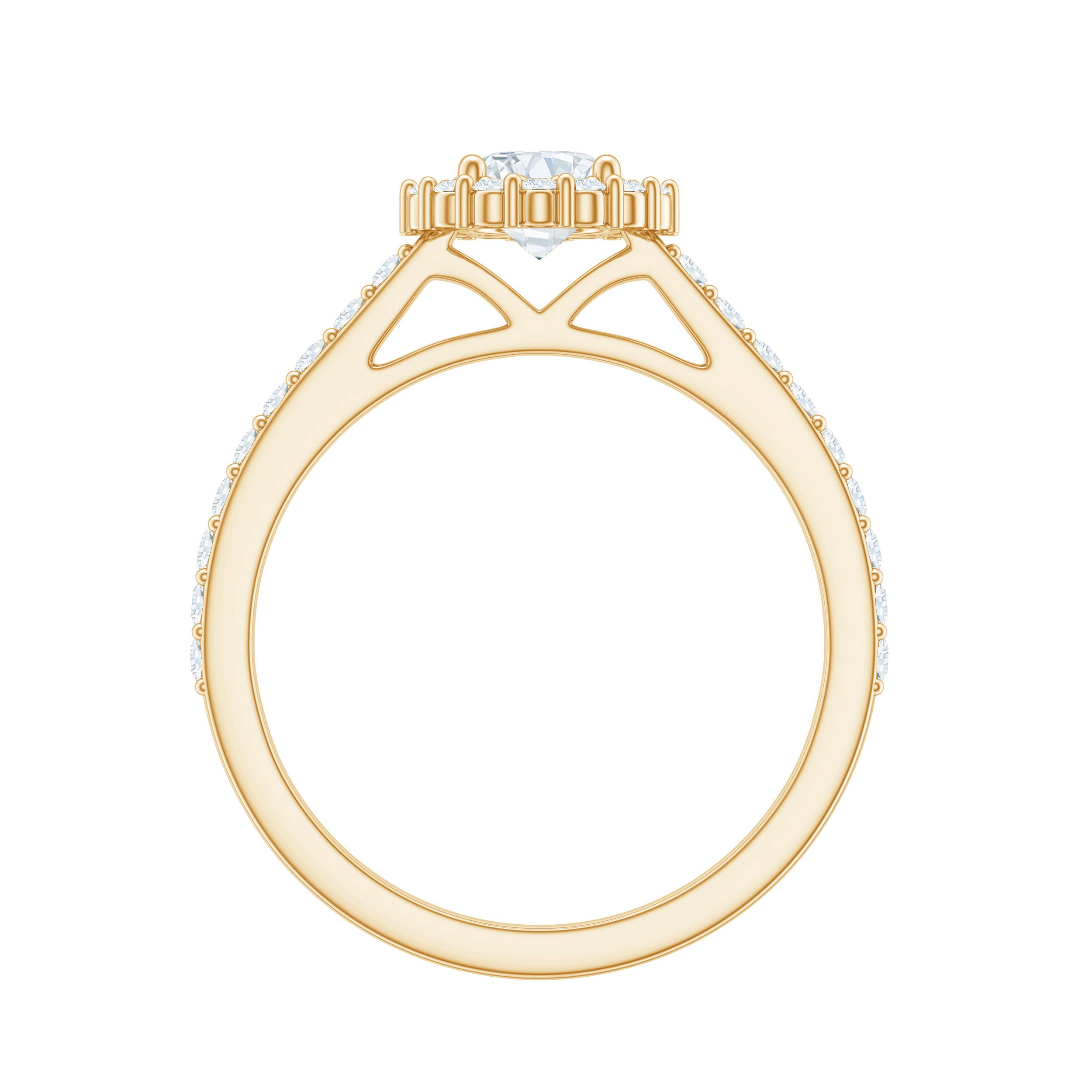 Classic Moissanite Halo Engagement Ring for Women D-VS1 - Rosec Jewels