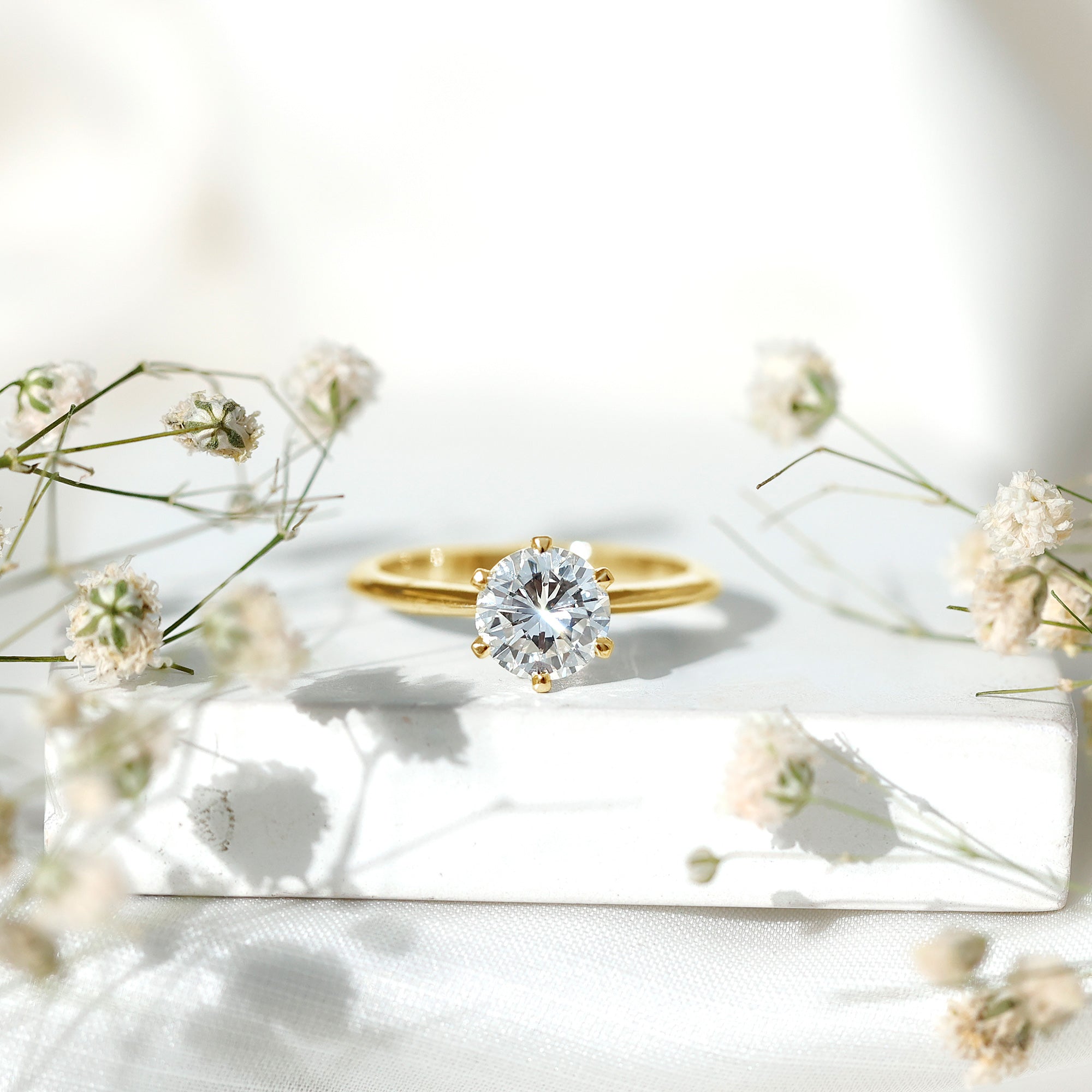 Brilliant Cut Solitaire Moissanite 2 CT Engagement Ring with Certificate D-VS1 - Rosec Jewels