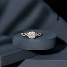 Certified Moissanite Halo Engagement Ring with Criss Cross Shank D-VS1 - Rosec Jewels