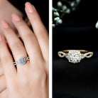Certified Moissanite Halo Engagement Ring with Criss Cross Shank D-VS1 - Rosec Jewels