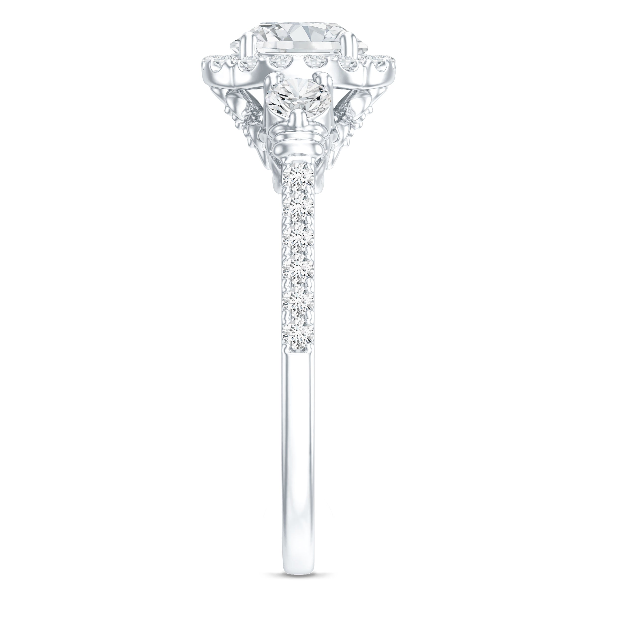 Moissanite Halo Engagement Ring for Her with Certificate D-VS1 - Rosec Jewels