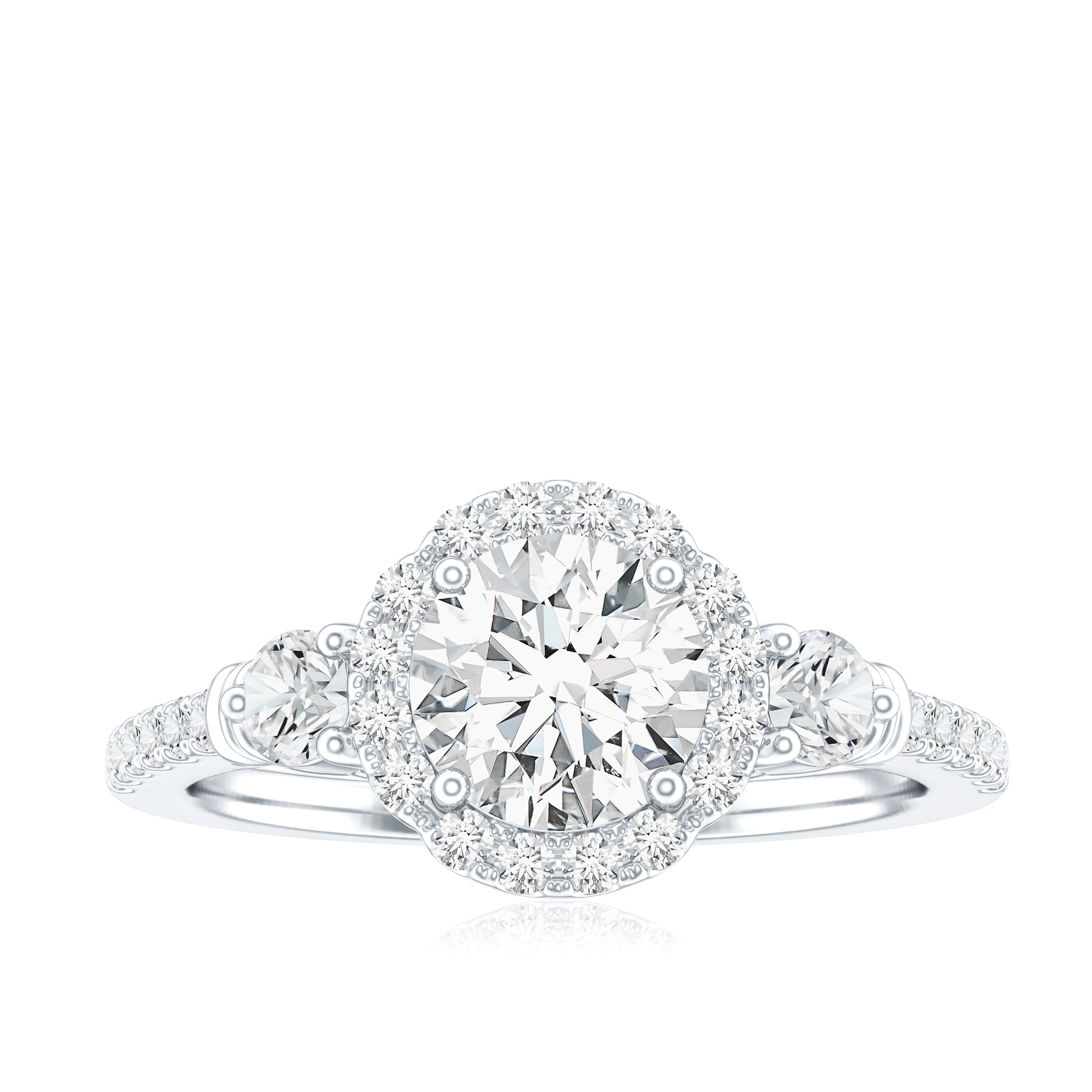 Moissanite Halo Engagement Ring for Her with Certificate D-VS1 - Rosec Jewels