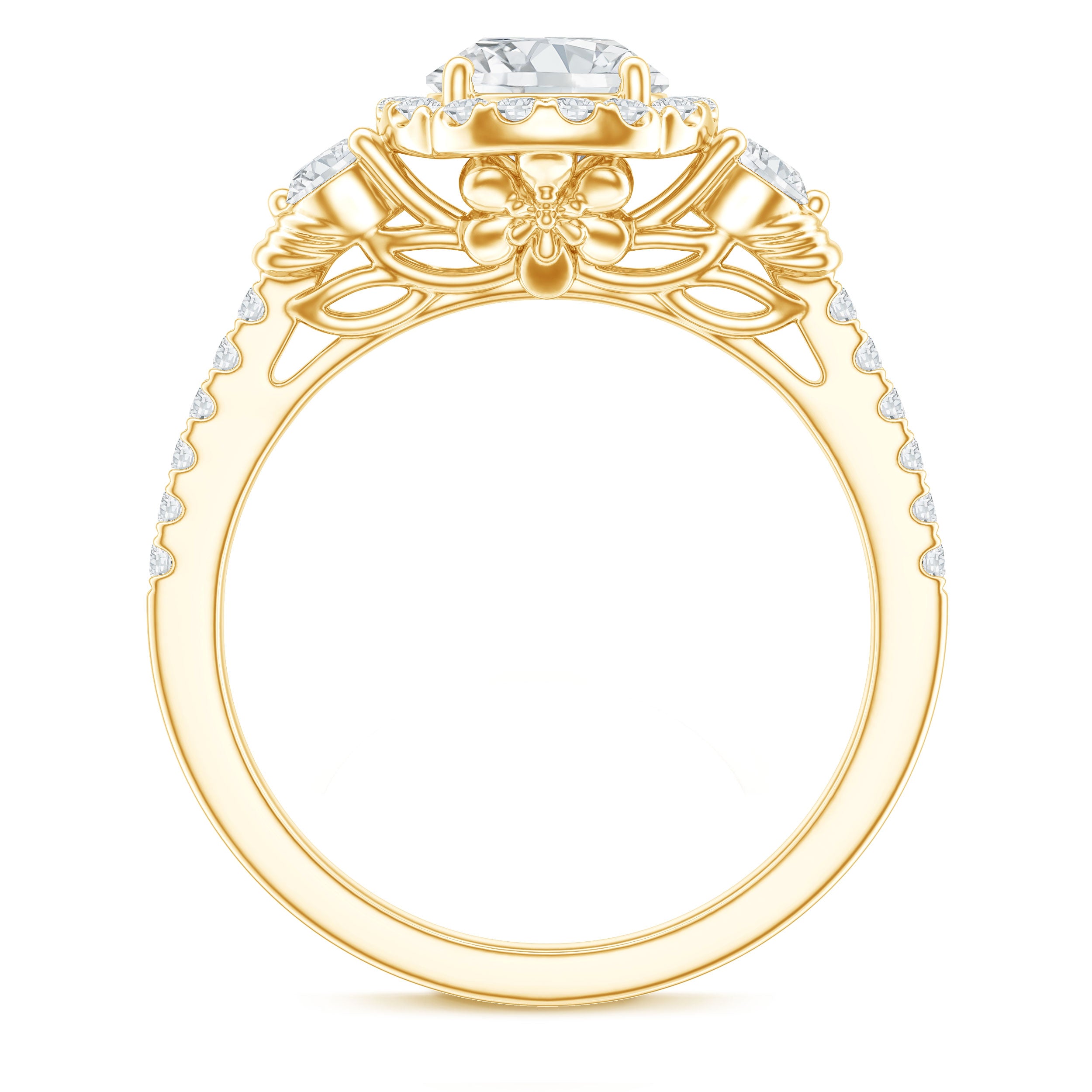 Rosec Jewels-Moissanite Halo Engagement Ring for Her with Certificate